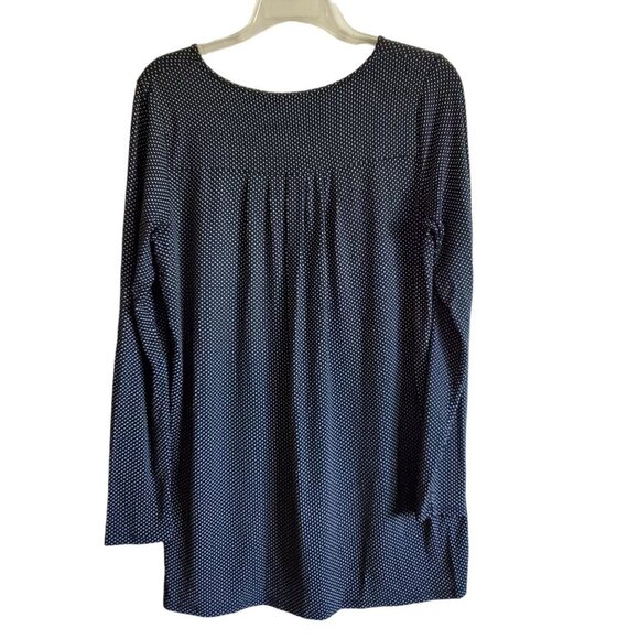 J Jill Tunic Blouse Scoop Neck  Black with Tiny Polka Dots Rayon Blend Small - Picture 2 of 13